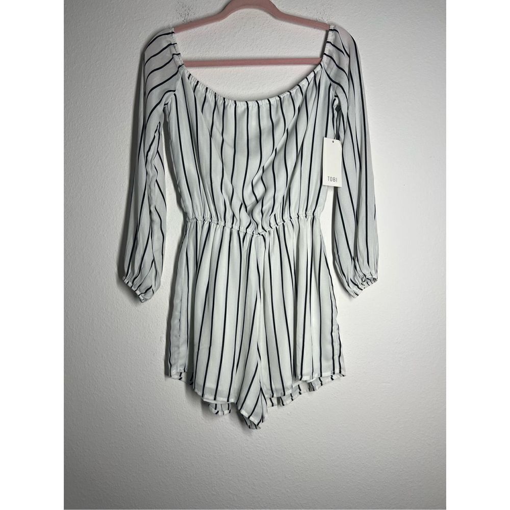 NWT TOBI Black and white stripped jumpsuit Size M